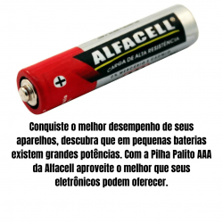 Pilha Palito AAA Alfacell 3a Comum Com 04 Unidades 1.5v R03p/45sg AAA