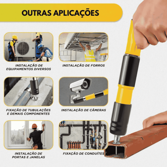 Pistola de Fixação Finca Pino Ação Direta Rebites Gesso Drywall Madeira Janela