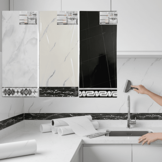 Placas Adesivas Mármore Parede Autocolante 3D Porcelanato 40 cm x 90 cm