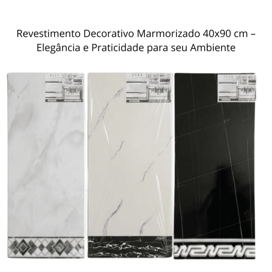 Placas Adesivas Mármore Parede Autocolante 3D Porcelanato 40 cm x 90 cm