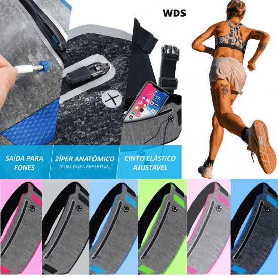 Pochete Esportiva Slim Porta Dolar Celular Cores para Corrida e Academia