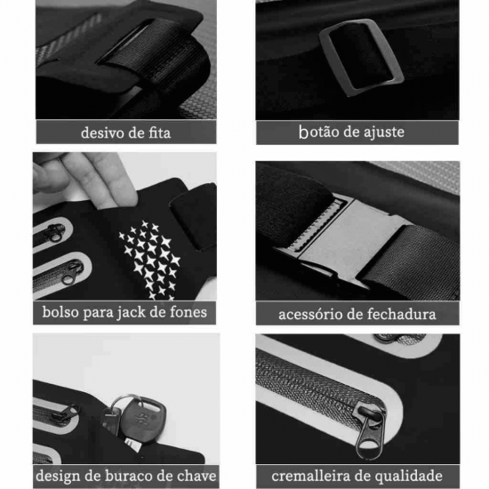 Pochete Impermeável Slim Doleira Cinta Fitness Celular Corrida Academia Sport