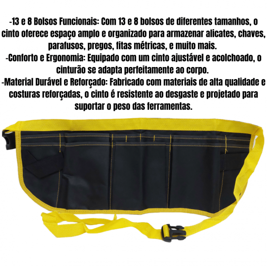 Bolsa Cinturão Porta Ferramentas Parafuso Broca Eletricista Carpinteiro Marceneiro Multiuso Trabalho