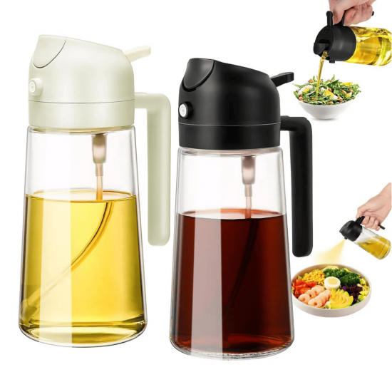 Porta Azeite de Vidro Azeiteiro Galheteiro 2 em 1 Spray Pulverizador
