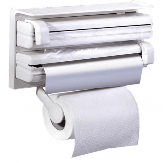 Porta Papel Toalha Triplo Suporte Rolos de Cozinha 3 em 1