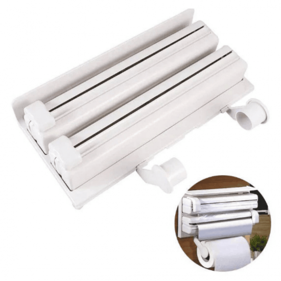 Porta Papel Toalha Triplo Suporte Rolos de Cozinha 3 em 1