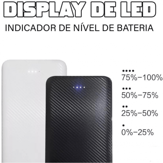 Carregador Portátil Power Bank 20000mah 2 Saídas Rápido