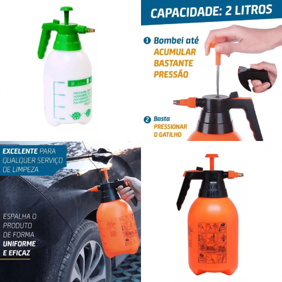 Pulverizador Spray Borrifador Compressão Previa 2 Litros Com Válvula