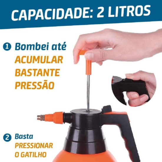 Pulverizador Spray Borrifador Compressão Previa 2 Litros Com Válvula