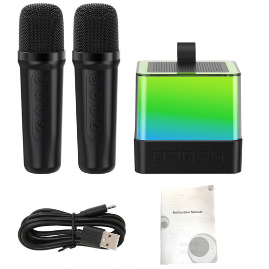 Alto-falante Bluetooth Karaoke com Microfone Luzes LED Alto-falante de alta fidelidade recarregável