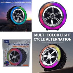 Caixa Som Roda Pneu Carro Portátil Bluetooth Potente Original Com Led Rgb
