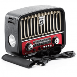 Rádio Retro Vintage Bluetooth Am Fm Usb Aux Sd Caixa de Som Recarregável Antena Analogico