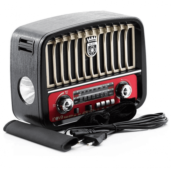 Rádio Retro Vintage Bluetooth Am Fm Usb Aux Sd Caixa de Som Recarregável Antena Analogico