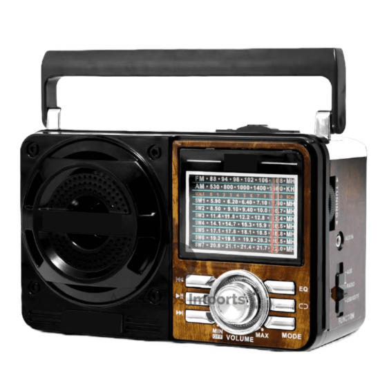 Rádio Retrô Vintage Portátil A Pilha E Tomada Am Fm Sw Pendrive Com Sd Usb