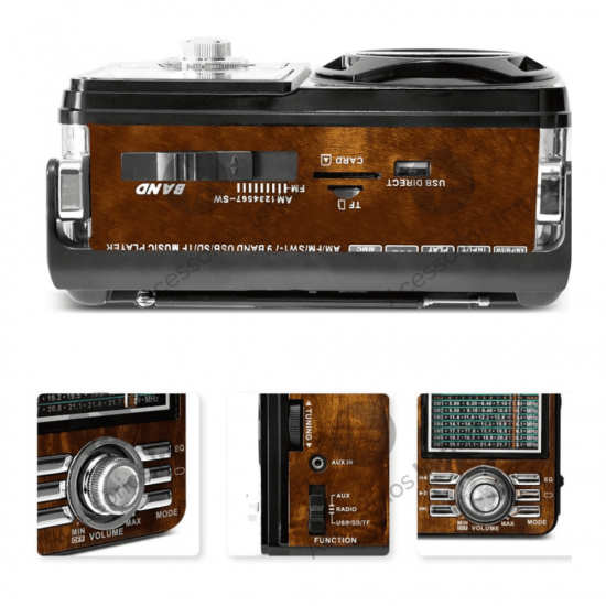 Rádio Retrô Vintage Portátil A Pilha E Tomada Am Fm Sw Pendrive Com Sd Usb