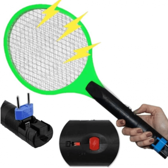 Raquete Elétrica Recarregável para Controle de Mosquitos e Insetos