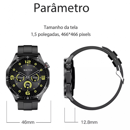 Relógio Inteligente NFC GT4 MAX AMOLED Freqüência Cardíaca Bluetooth SmartWatch