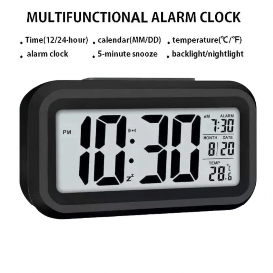 Relógio Portátil Mesa Digital Único Led Lcd Brilha Escuro