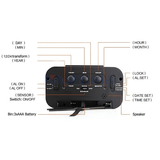 Relógio Portátil Mesa Digital Único Led Lcd Brilha Escuro