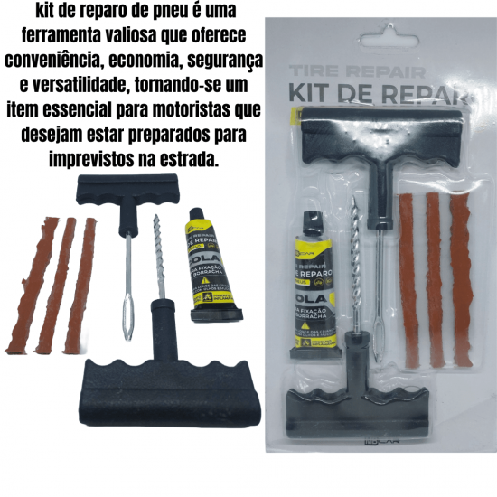 Reparo de pneu moto carro sem câmara pneus furado kit com 12 peças