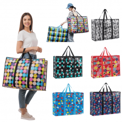 Sacola de Feira Grande Zíper Impermeável Sacoleira Média Pequena e Grande