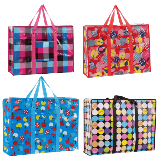 Sacola de Feira Grande Zíper Impermeável Sacoleira Média Pequena e Grande