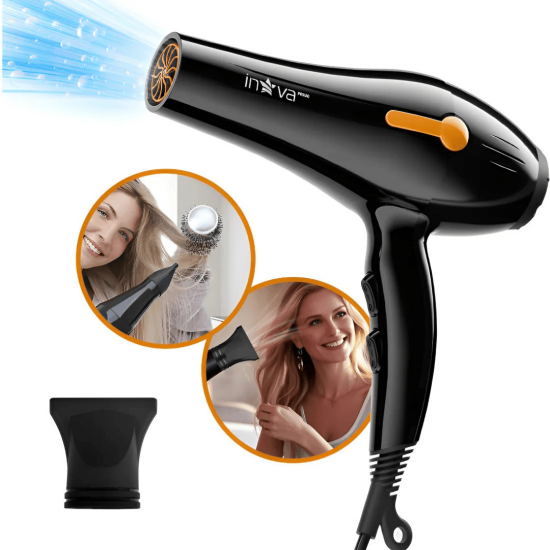 Secador de Cabelo Profissional Motor de Alta Fluxo de Ar 2 Velocidades 3 Temperaturas