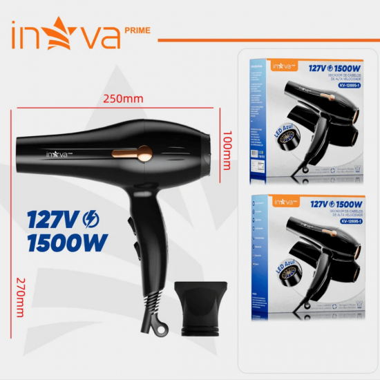 Secador de Cabelo Profissional Motor de Alta Fluxo de Ar 2 Velocidades 3 Temperaturas