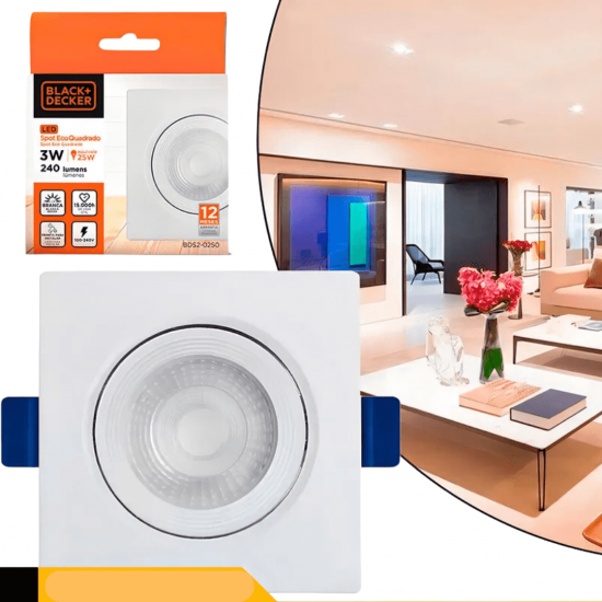 SPOT LED ECO B+D REDONDO E QUADRADO 3W 3000K/6500K 100-240V