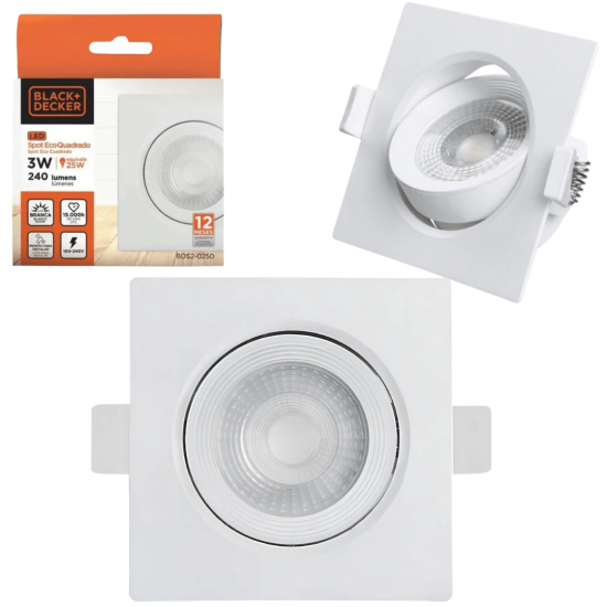 SPOT LED ECO B+D REDONDO E QUADRADO 3W 3000K/6500K 100-240V