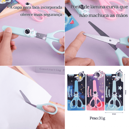 STA-13303 MINI TESOURA ASTRONAUTA UNIVERSAL COM A PARTE OPERANTE DE METAL COMUM