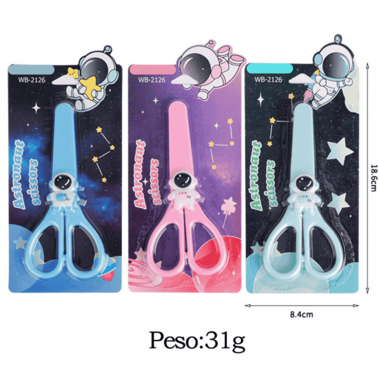 STA-13303 MINI TESOURA ASTRONAUTA UNIVERSAL COM A PARTE OPERANTE DE METAL COMUM