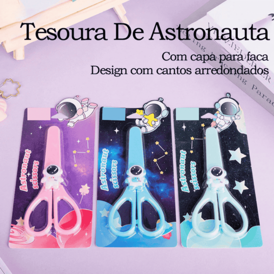 STA-13303 MINI TESOURA ASTRONAUTA UNIVERSAL COM A PARTE OPERANTE DE METAL COMUM