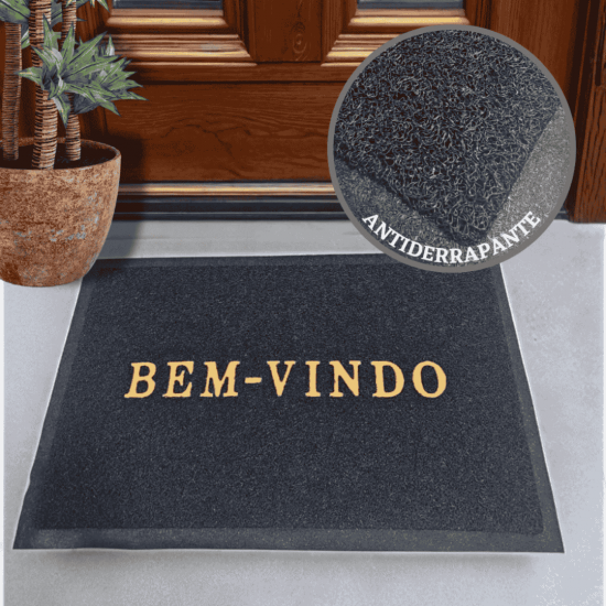 Tapete Pvc Capacho Bem Vindo Emborrachado Antiderrapante para Porta