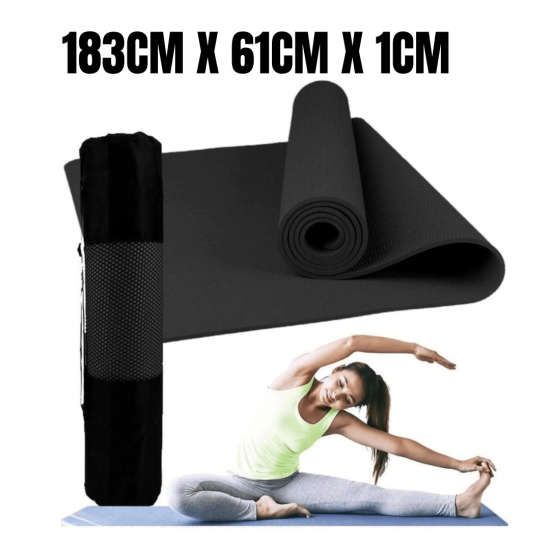 Tapete yoga fitness ginástica macio lavável 183cm x 61cm x 1cm espessura