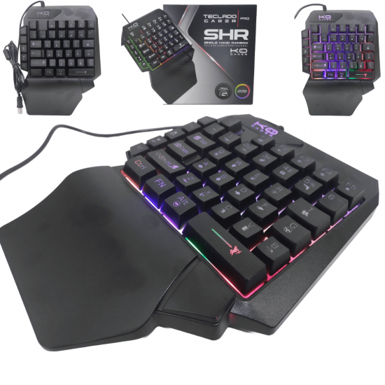 Teclado Gamer Semi Mecanico Single Hand Profissional Uma Mão Led RGB