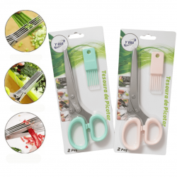 Tesoura para cozinha-Cortar, Picar Legumes, Verdura e Ervas-5 Lâminas Inox
