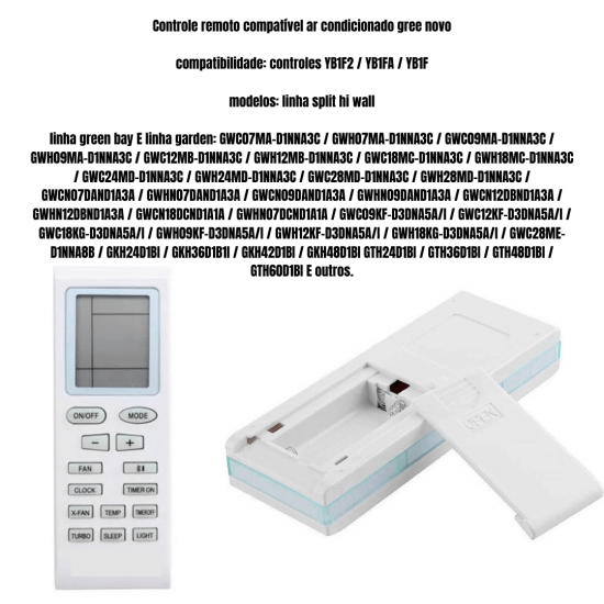 Controle Para Ar Condicionado Gree Split Hi Wall Contura 4G Minisplit Hi Wall Trane e Garden