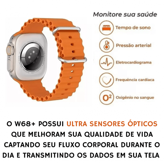 Smartwatch Relógio Digital Inteligente Ultra Série 8 W68+ tela AMOLED