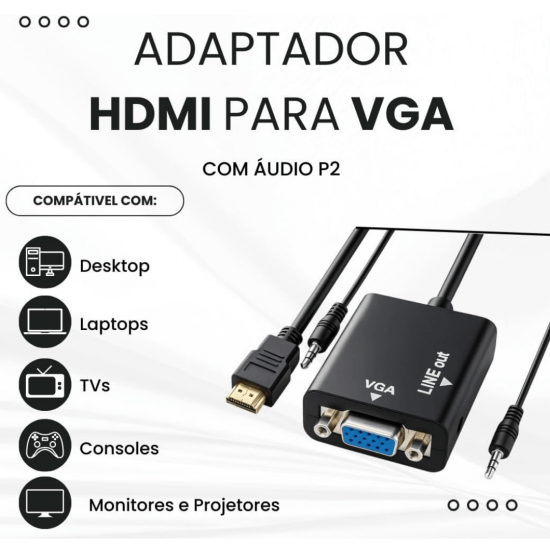 ZJT-20122 *CABO ADAPTADOR HDMI PARA VGA, MARCA INOVA.